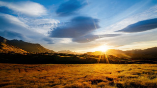 Sunset mountains ocean clouds horizon - david boyd free wallpaper