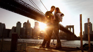 Bridge sunset cityscape ruins architecture - a city skyline in the background free wallpaper