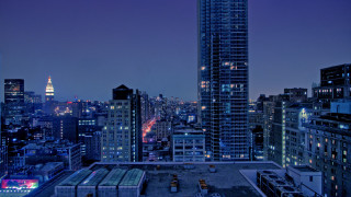 City skyline night tall buildings 5 - neoism free wallpaper