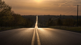 Long road trees sunset cloudy - sunset free wallpaper