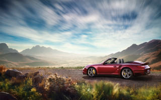 Red sports car mountains dirt - the mountain free wallpaper