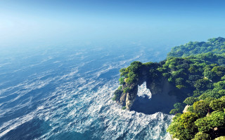 Lake forest cliff rocks blue - a cliff face free wallpaper