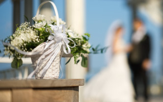 Bride groom white flower bokeh - a bride and groom free wallpaper
