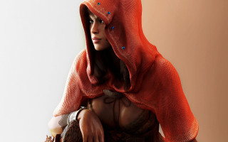 Woman red hoodie fruit basket - cedric peyravernay free wallpaper