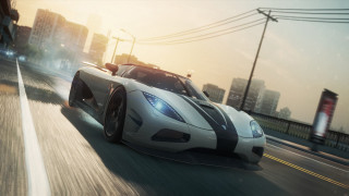 White sports car city street - dom qwek free wallpaper