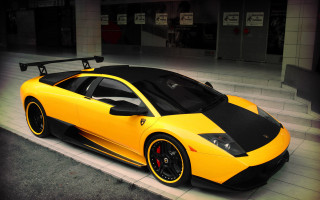 Yellow black sports car parking 2 - roof free wallpaper