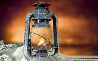 Candle lit snowy lantern evocative - free light wallpaper