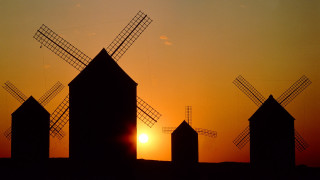 Windmills sunset cityscape architecture fence - art brenner free wallpaper