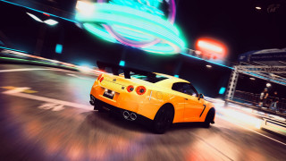 Yellow sports car night neon - a neon free wallpaper