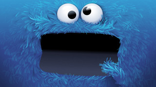 Blue monster big eyes black 3 - mouth free wallpaper