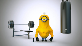 Cartoon character sitting bench barbell - dom qwek free wallpaper