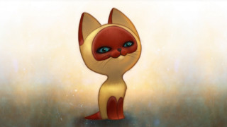 Cat blue eyes standing painting - art station free wallpaper