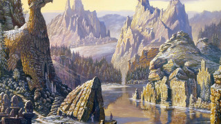 Mountain landscape river bird castle - christophe vacher free wallpaper