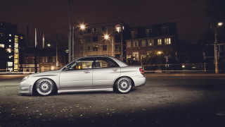 Silver car night cityscape street - the side of a road free wallpaper