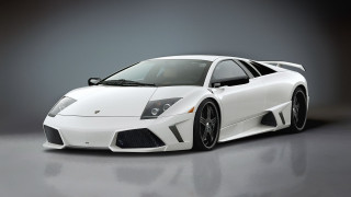White sports car gray background 3 - a black stripe free wallpaper