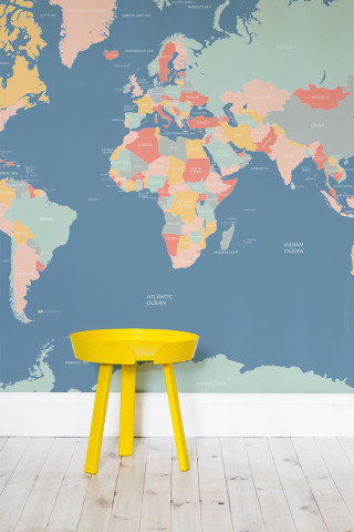 Yellow stool wall map yellow - international typographic style free wallpaper