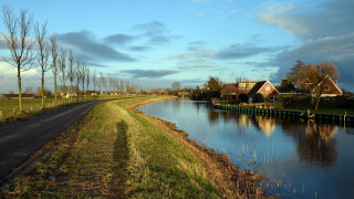 Rural river houses road bridge - house free wallpaper