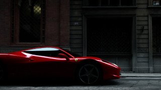 Red sports car street building 2 - a red sports car free wallpaper