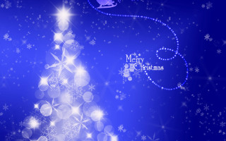 Blue christmas tree santa hat - merry free wallpaper