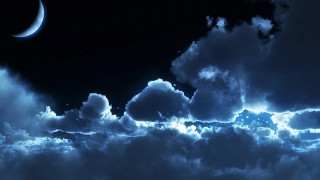 Night sky clouds crescent moon 2 - a night sky free wallpaper