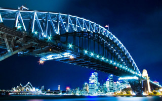 Bridge lights water city night - elizabeth durack free wallpaper