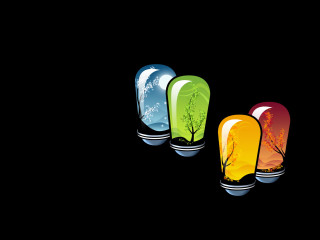 Three colored lights trees snowflakes - surreal free wallpaper
