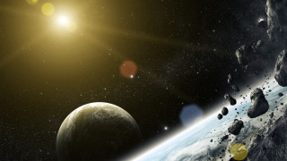 Space planets sun star aurora 2 - a distant star in the background free wallpaper