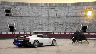 Bull car parking lot building - unreal free wallpaper for desktop