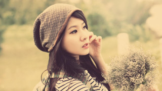 Young girl flower surprised outdoors - young free wallpaper