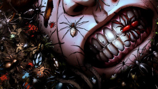 Creepy face bugs spider blood - underground comix free wallpaper