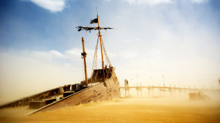 Boat drygrass bridge pier sunset - stuckism free wallpaper