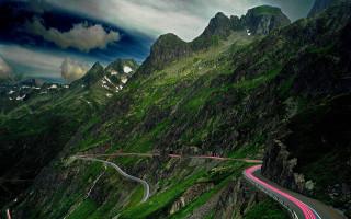 Mountain road sky forest landscape - a mountain side free wallpaper