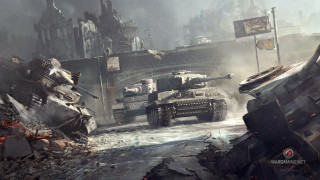 Tanks destroyed city street flag - craig mullins free wallpaper