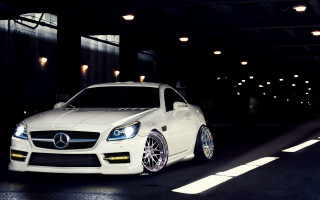 White car dark garage lights - a dark garage free wallpaper
