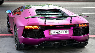 Pink sports car person road - the side of the road free wallpaper