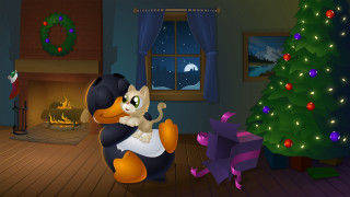 Cat christmas tree living room - a chair in front free wallpaper