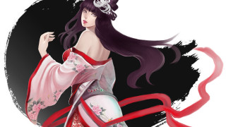 Woman kimono redribbon blackcircle fantasy - a black circle free wallpaper