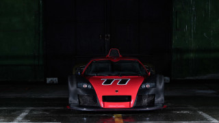 Red sports car garage black 5 - a garage free wallpaper