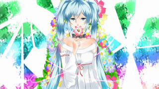 Blue hair girl butterfly flower - flowery free wallpaper