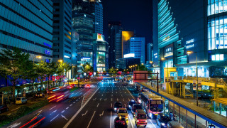 City street traffic night holography - busy free wallpaper