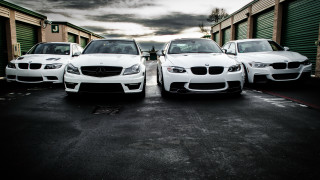 White cars parking lot storage - neoism free wallpaper