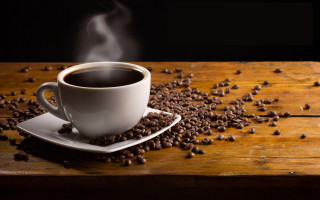 Coffee cup saucer beans wooden 2 - coffee bean free wallpaper