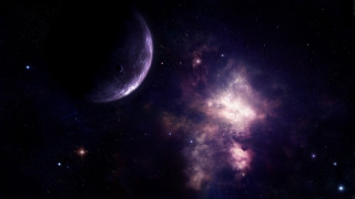 Space astronaut moon aurora starry - a distant object in the foreground free wallpaper