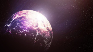 Purple black planet starry sky - planet free wallpaper