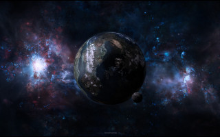 Planet galaxy star cluster aurora - a distant object in the foreground free wallpaper