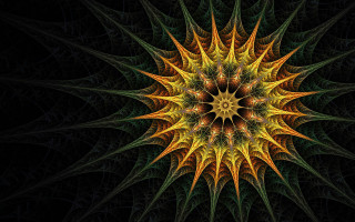 Starburst yellow green center star - benoit b. mandelbrot free wallpaper for desktop