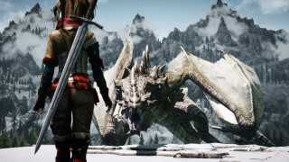 Man dragon snowy mountains fantasy - epic fantasy free wallpaper