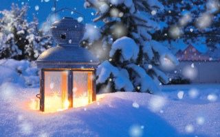 Lantern snow night starry sky - the snow outside free wallpaper