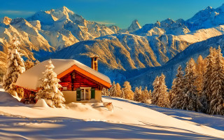 Snowy mountain cabin landscape evgeny - beautiful landscape free wallpaper