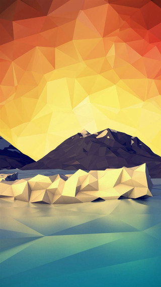 Mountain lake sunset clouds painting - a sunset in the background free wallpaper